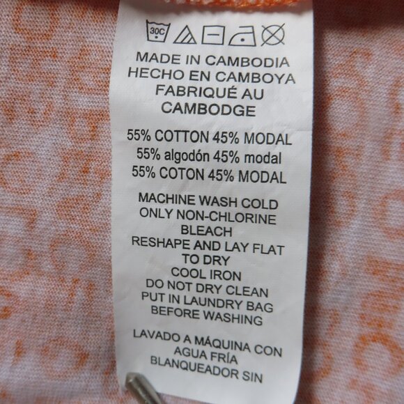 Michael Kors Womens T-shirt Size M Orange Love Peace Button Shoulder - Picture 8 of 8